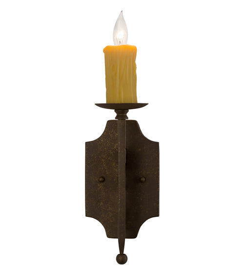 Meyda Lighting Toscano 5" Pompeii Gold Wall Sconce With Ivory Faux Candlelight