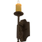 Meyda Lighting Toscano 5" Pompeii Gold Wall Sconce With Ivory Faux Candlelight