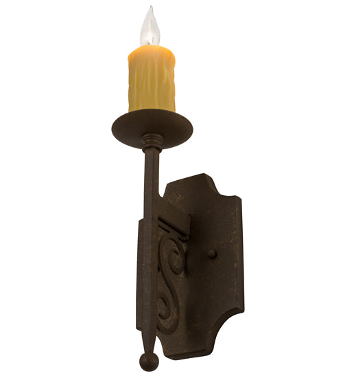 Meyda Lighting Toscano 5" Pompeii Gold Wall Sconce With Ivory Faux Candlelight