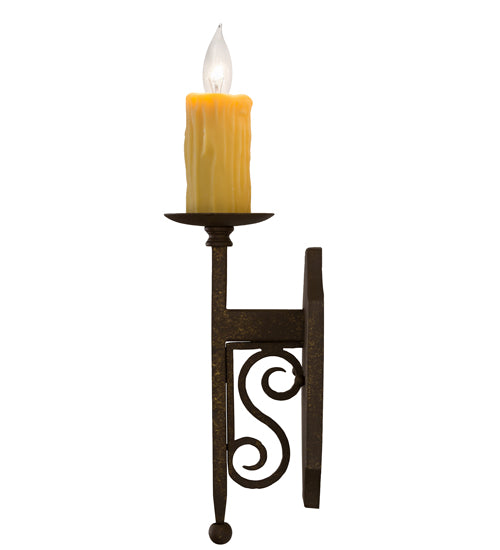 Meyda Lighting Toscano 5" Pompeii Gold Wall Sconce With Ivory Faux Candlelight