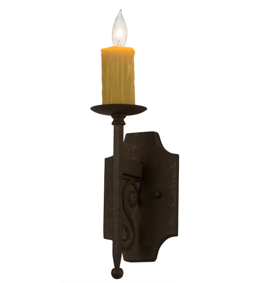 Meyda Lighting Toscano 5" Pompeii Gold Wall Sconce With Ivory Faux Candlelight