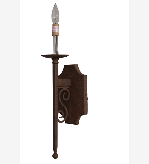 Meyda Lighting Toscano 5" Rusty Nail Wall Sconce With Ivory Faux Candlelight