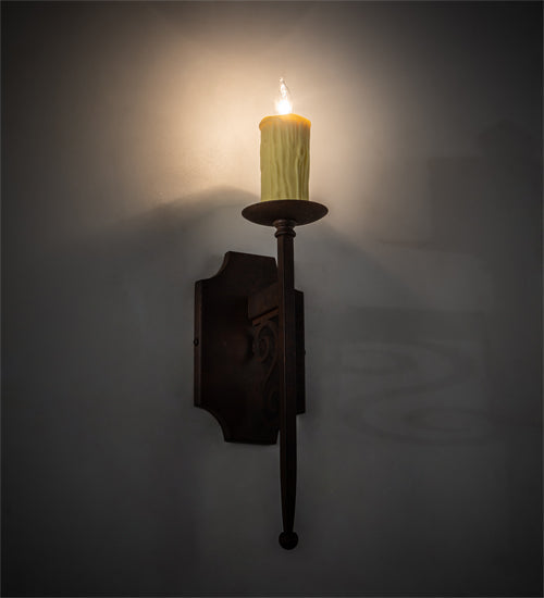 Meyda Lighting Toscano 5" Rusty Nail Wall Sconce With Ivory Faux Candlelight