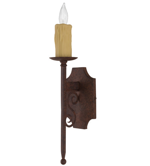 Meyda Lighting Toscano 5" Rusty Nail Wall Sconce With Ivory Faux Candlelight