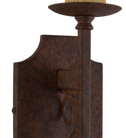 Meyda Lighting Toscano 5" Rusty Nail Wall Sconce With Ivory Faux Candlelight