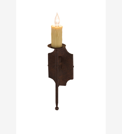 Meyda Lighting Toscano 5" Rusty Nail Wall Sconce With Ivory Faux Candlelight