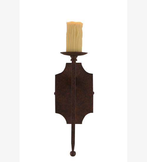 Meyda Lighting Toscano 5" Rusty Nail Wall Sconce With Ivory Faux Candlelight