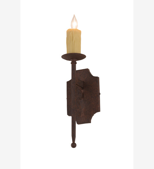 Meyda Lighting Toscano 5" Rusty Nail Wall Sconce With Ivory Faux Candlelight