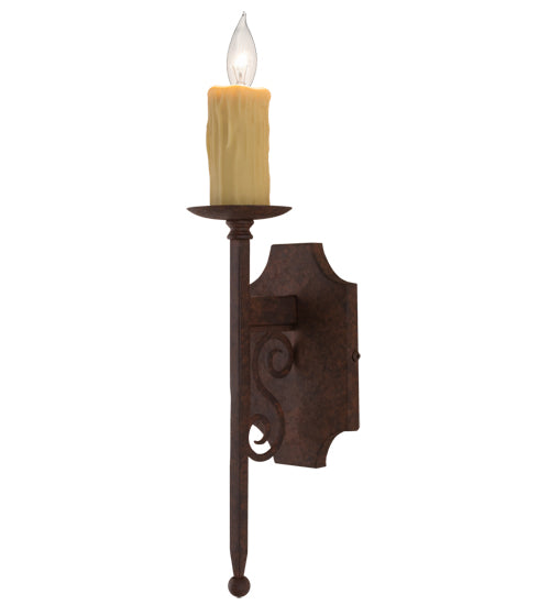 Meyda Lighting Toscano 5" Rusty Nail Wall Sconce With Ivory Faux Candlelight