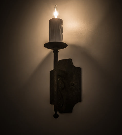 Meyda Lighting Toscano 5" Smoke Wall Sconce With White Faux Candlelight