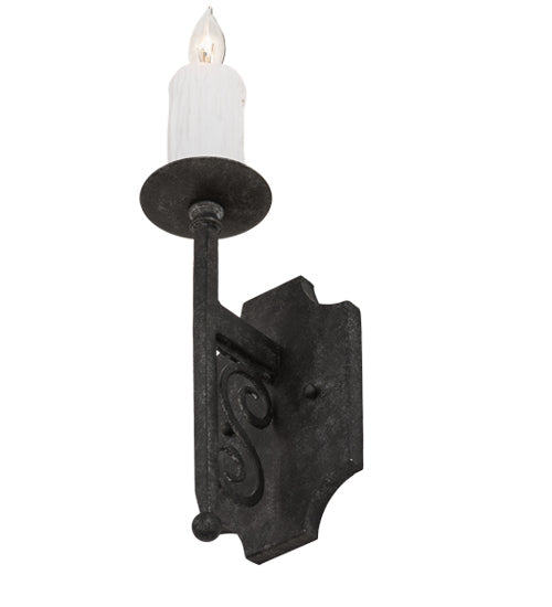 Meyda Lighting Toscano 5" Smoke Wall Sconce With White Faux Candlelight