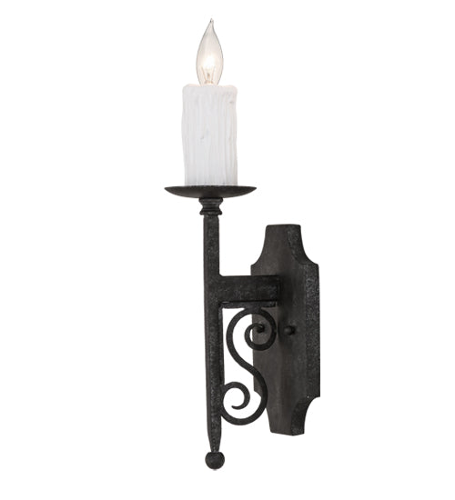 Meyda Lighting Toscano 5" Smoke Wall Sconce With White Faux Candlelight