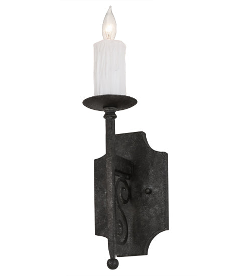 Meyda Lighting Toscano 5" Smoke Wall Sconce With White Faux Candlelight