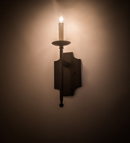 Meyda Lighting Toscano 5" Timeless Bronze Wall Sconce With Ivory Faux Candlelight