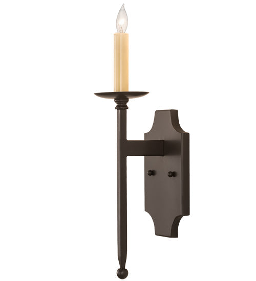 Meyda Lighting Toscano 5" Timeless Bronze Wall Sconce With Ivory Faux Candlelight