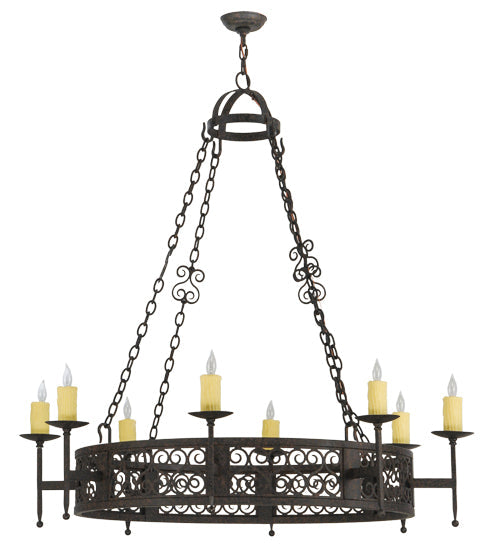 Meyda Lighting Toscano 50" 8-Light Coffee Bean Chandelier With Ivory Faux Candlelight