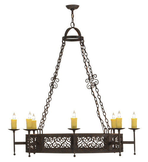 Meyda Lighting Toscano 50" 8-Light Coffee Bean Chandelier With Ivory Faux Candlelight
