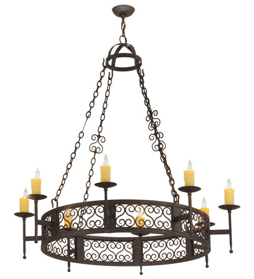 Meyda Lighting Toscano 50" 8-Light Coffee Bean Chandelier With Ivory Faux Candlelight
