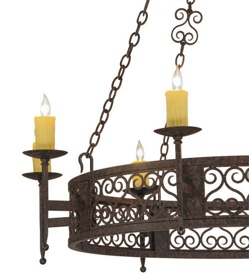 Meyda Lighting Toscano 50" 8-Light Coffee Bean Chandelier With Ivory Faux Candlelight
