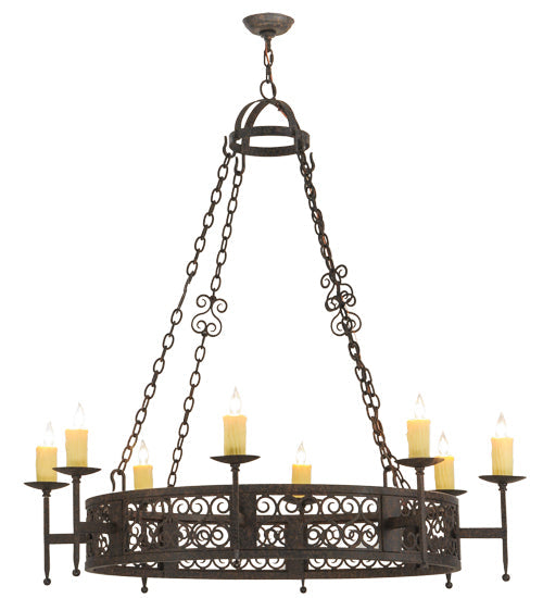 Meyda Lighting Toscano 50" 8-Light Coffee Bean Chandelier With Ivory Faux Candlelight
