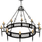 Meyda Lighting Toscano 60" 10-Light Black Chandelier With Ivory Faux Candlelight