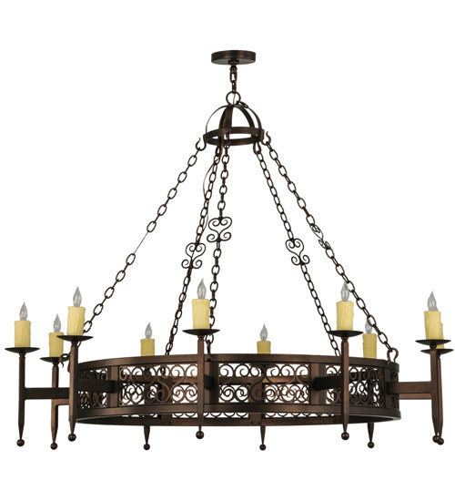 Meyda Lighting Toscano 60" 10-Light Mahogany Bronze Chandelier With Ivory Faux Candlelight