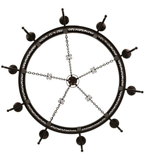 Meyda Lighting Toscano 60" 10-Light Mahogany Bronze Chandelier With Ivory Faux Candlelight