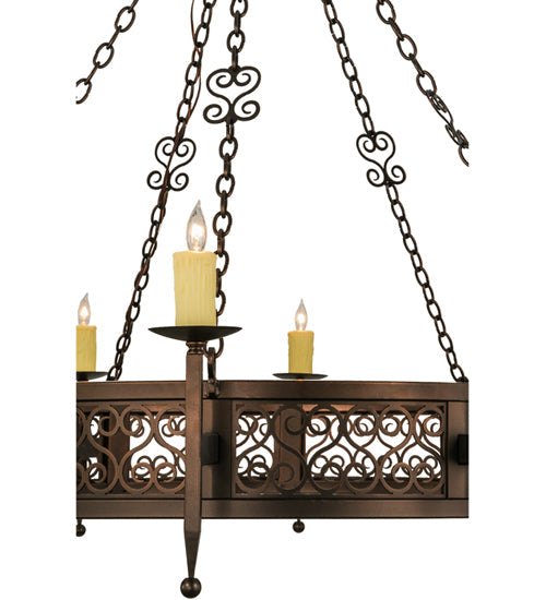 Meyda Lighting Toscano 60" 10-Light Mahogany Bronze Chandelier With Ivory Faux Candlelight