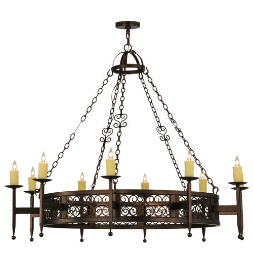 Meyda Lighting Toscano 60" 10-Light Mahogany Bronze Chandelier With Ivory Faux Candlelight