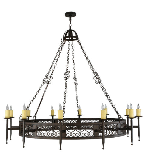 Meyda Lighting Toscano 72" 12-Light Classic Rust Chandelier With Ivory Faux Candlelight