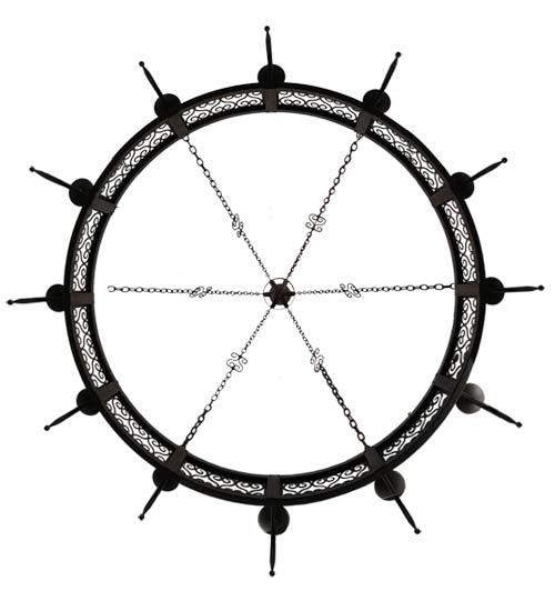 Meyda Lighting Toscano 72" 12-Light Classic Rust Chandelier With Ivory Faux Candlelight