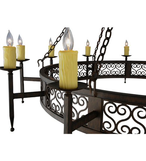 Meyda Lighting Toscano 72" 12-Light Classic Rust Chandelier With Ivory Faux Candlelight