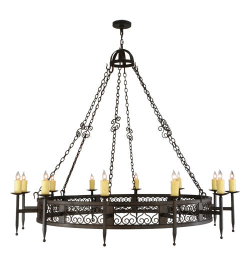 Meyda Lighting Toscano 72" 12-Light Classic Rust Chandelier With Ivory Faux Candlelight
