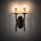 Meyda Lighting Toscano 9" 2-Light Antique Black Wall Sconce With Ivory Faux Candlelight