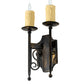 Meyda Lighting Toscano 9" 2-Light Antique Black Wall Sconce With Ivory Faux Candlelight