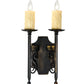 Meyda Lighting Toscano 9" 2-Light Antique Black Wall Sconce With Ivory Faux Candlelight