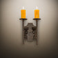 Meyda Lighting Toscano 9" 2-Light Cajun Spice Wall Sconce With Amber Faux Candlelight