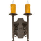 Meyda Lighting Toscano 9" 2-Light Cajun Spice Wall Sconce With Amber Faux Candlelight