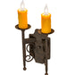 Meyda Lighting Toscano 9" 2-Light Cajun Spice Wall Sconce With Amber Faux Candlelight