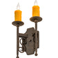 Meyda Lighting Toscano 9" 2-Light Cajun Spice Wall Sconce With Amber Faux Candlelight