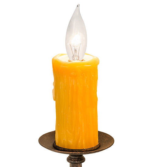 Meyda Lighting Toscano 9" 2-Light Cajun Spice Wall Sconce With Amber Faux Candlelight
