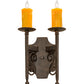 Meyda Lighting Toscano 9" 2-Light Cajun Spice Wall Sconce With Amber Faux Candlelight