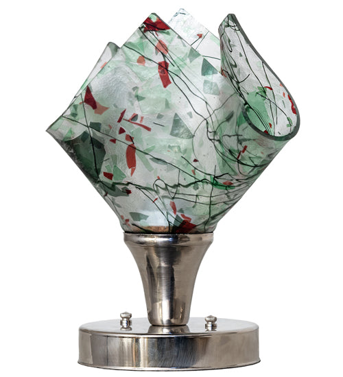 Meyda Lighting Tossed Salad 10" Polished Nickel Confetti Handkerchief Accent Table Lamp With Multi-Colored Shade Glass