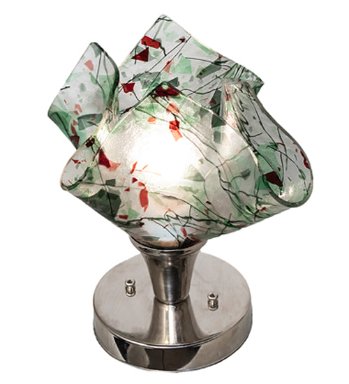 Meyda Lighting Tossed Salad 10" Polished Nickel Confetti Handkerchief Accent Table Lamp With Multi-Colored Shade Glass