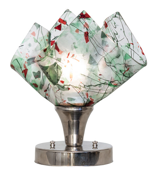 Meyda Lighting Tossed Salad 10" Polished Nickel Confetti Handkerchief Accent Table Lamp With Multi-Colored Shade Glass