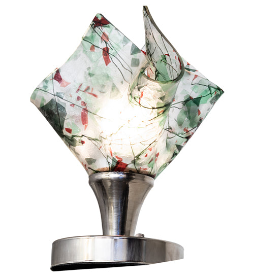 Meyda Lighting Tossed Salad 10" Polished Nickel Confetti Handkerchief Accent Table Lamp With Multi-Colored Shade Glass