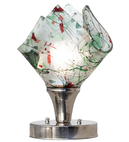 Meyda Lighting Tossed Salad 10" Polished Nickel Confetti Handkerchief Accent Table Lamp With Multi-Colored Shade Glass