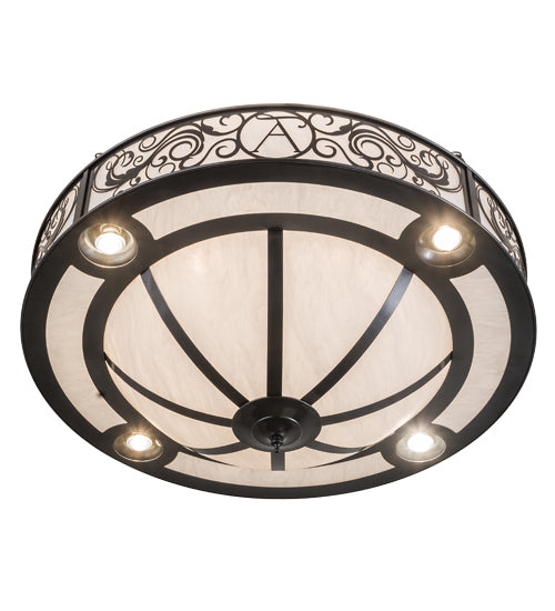 Meyda Lighting Toulouse 36" 13-Light Charcoal Grey Personalized Monogram Inverted Pendant Light With White Angelwing Idalight Shade Glass