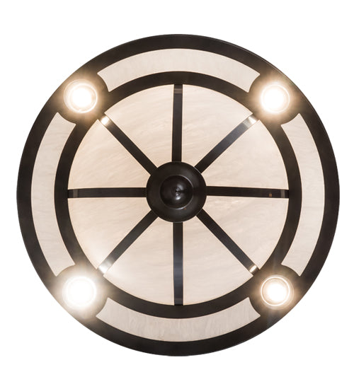 Meyda Lighting Toulouse 36" 13-Light Charcoal Grey Personalized Monogram Inverted Pendant Light With White Angelwing Idalight Shade Glass