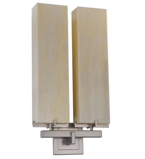 Meyda Lighting Touro 18" 2-Light Nickel Wall Sconce With Bleached Honey Onyx Shade Glass